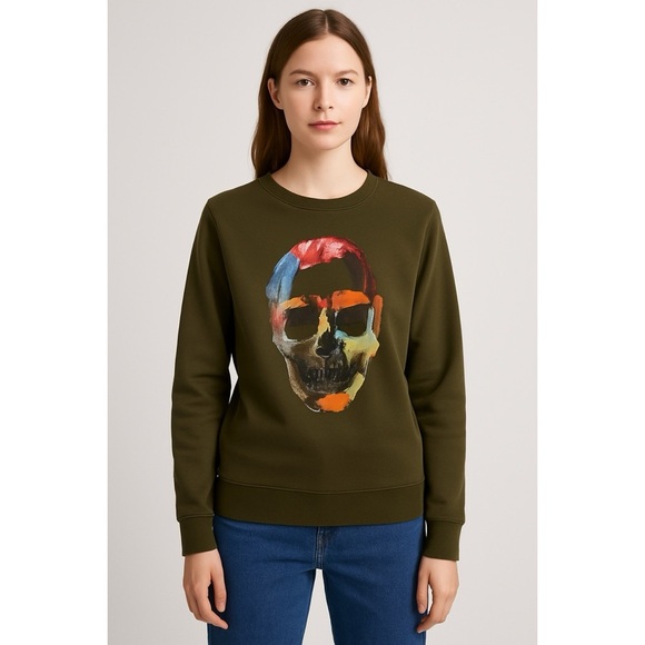 Zara Abstract Skull Paintstroke Sweatshirt - Picture 1 of 9